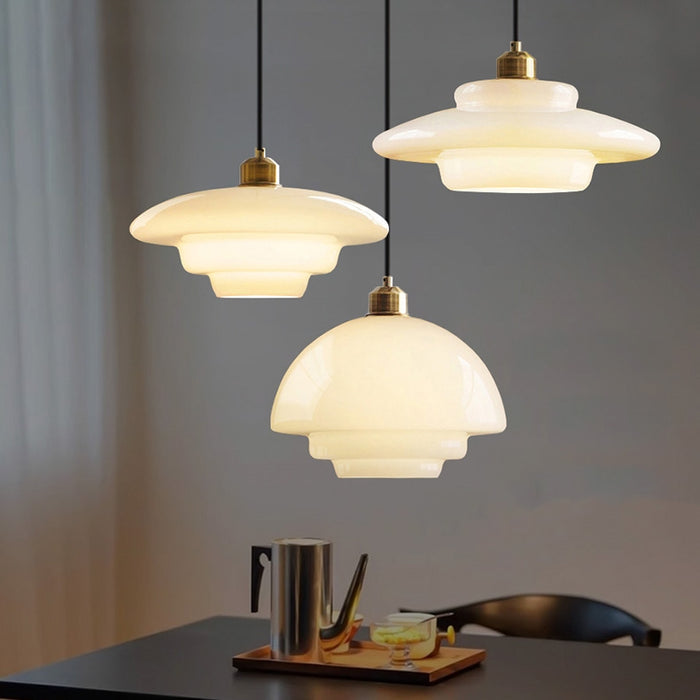 White Glass Hanging Lamp – Mid-Century Modern Pendant Light