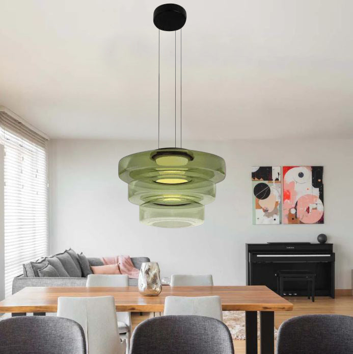 Bauhaus Glass Pendant Light with Warm LED Bulb