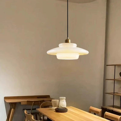 White Glass Hanging Lamp – Mid-Century Modern Pendant Light