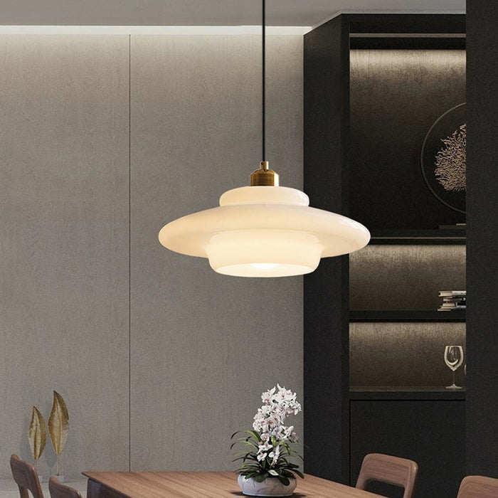 White Glass Hanging Lamp – Mid-Century Modern Pendant Light
