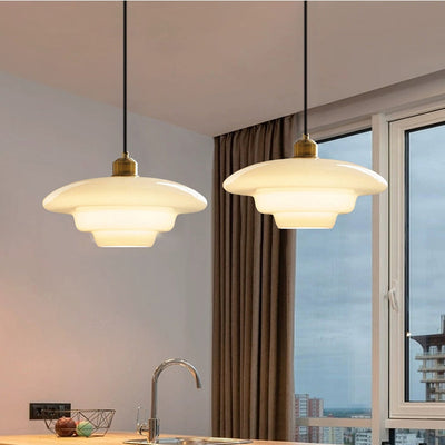White Glass Hanging Lamp – Mid-Century Modern Pendant Light