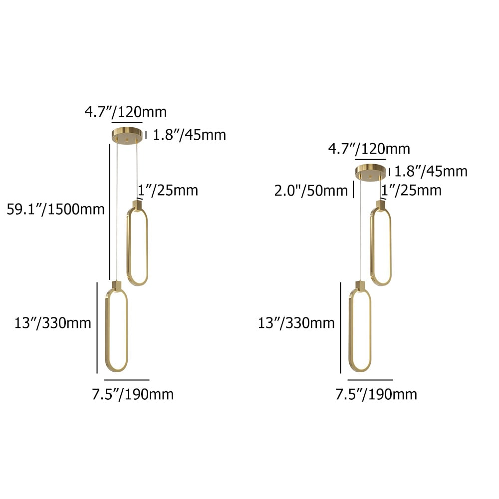 BrassGlow – Double Ring Gold Pendant Lamp (Adjustable Height)