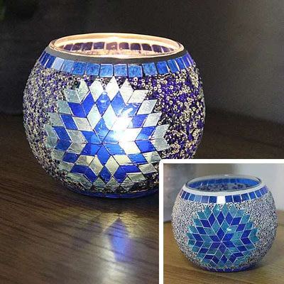 Mosaic Glass Candle Holder for Home Decor