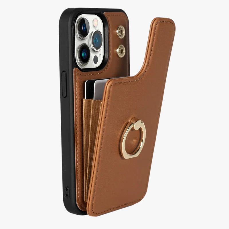 iPhone Wallet Case with Kickstand Ring