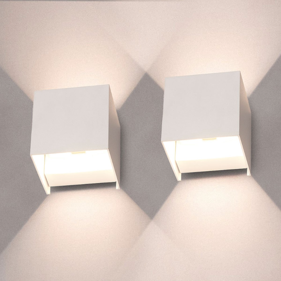 Wireless LED Wall Lights – Modern Cube Design (Set of 2)