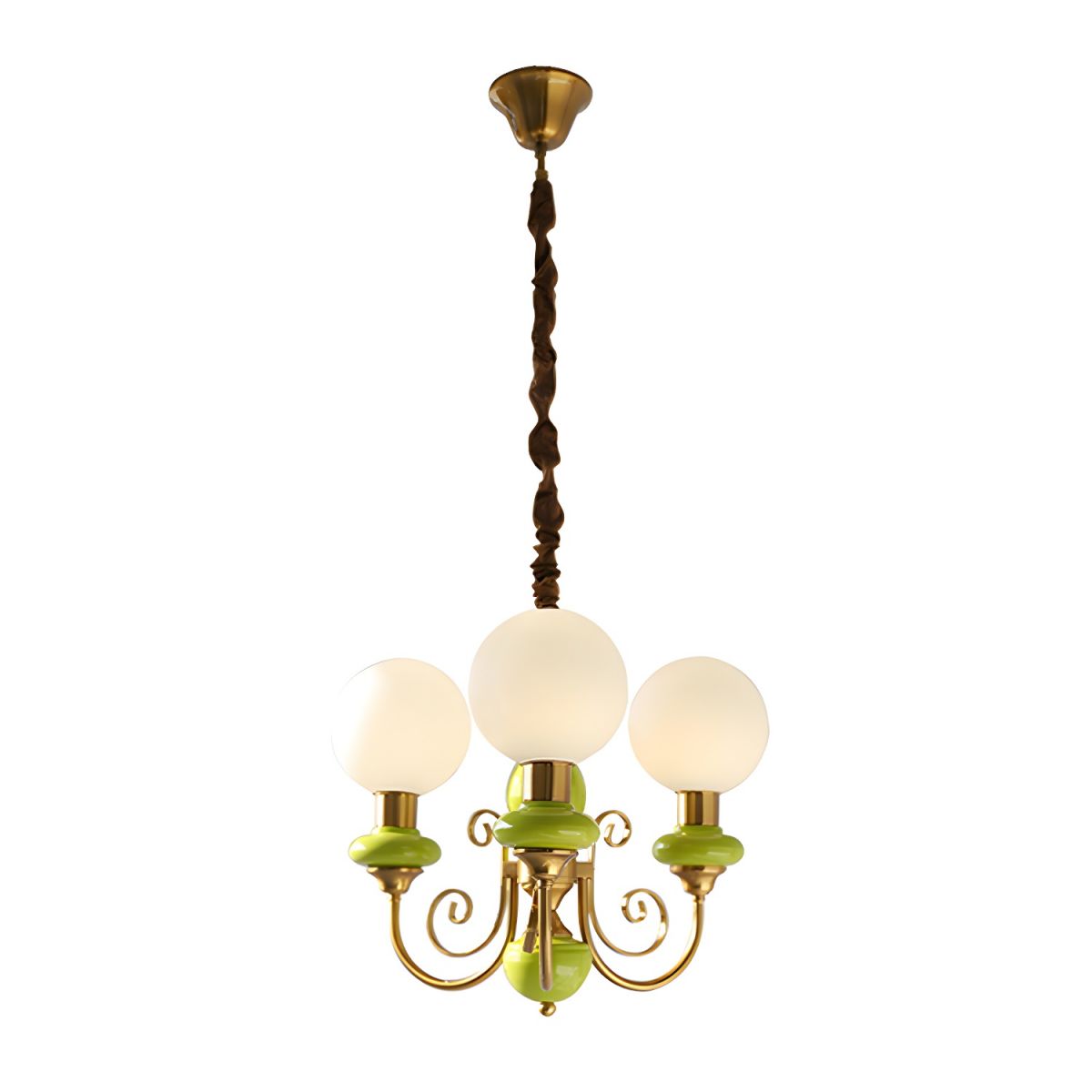 Green Glass Onyx Chandelier Light – 3/5 Heads