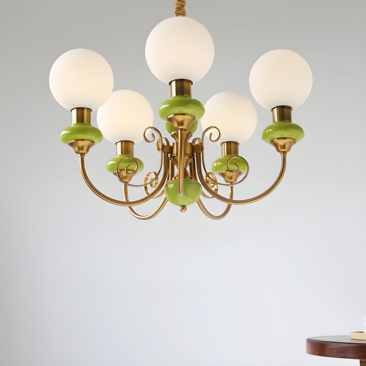 Green Glass Onyx Chandelier Light – 3/5 Heads