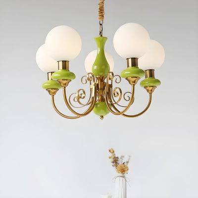 Green Glass Onyx Chandelier Light – 3/5 Heads