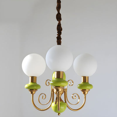 Green Glass Onyx Chandelier Light – 3/5 Heads