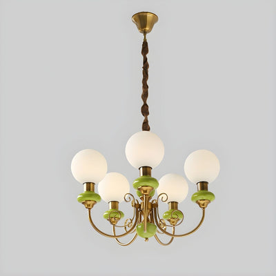 Green Glass Onyx Chandelier Light – 3/5 Heads