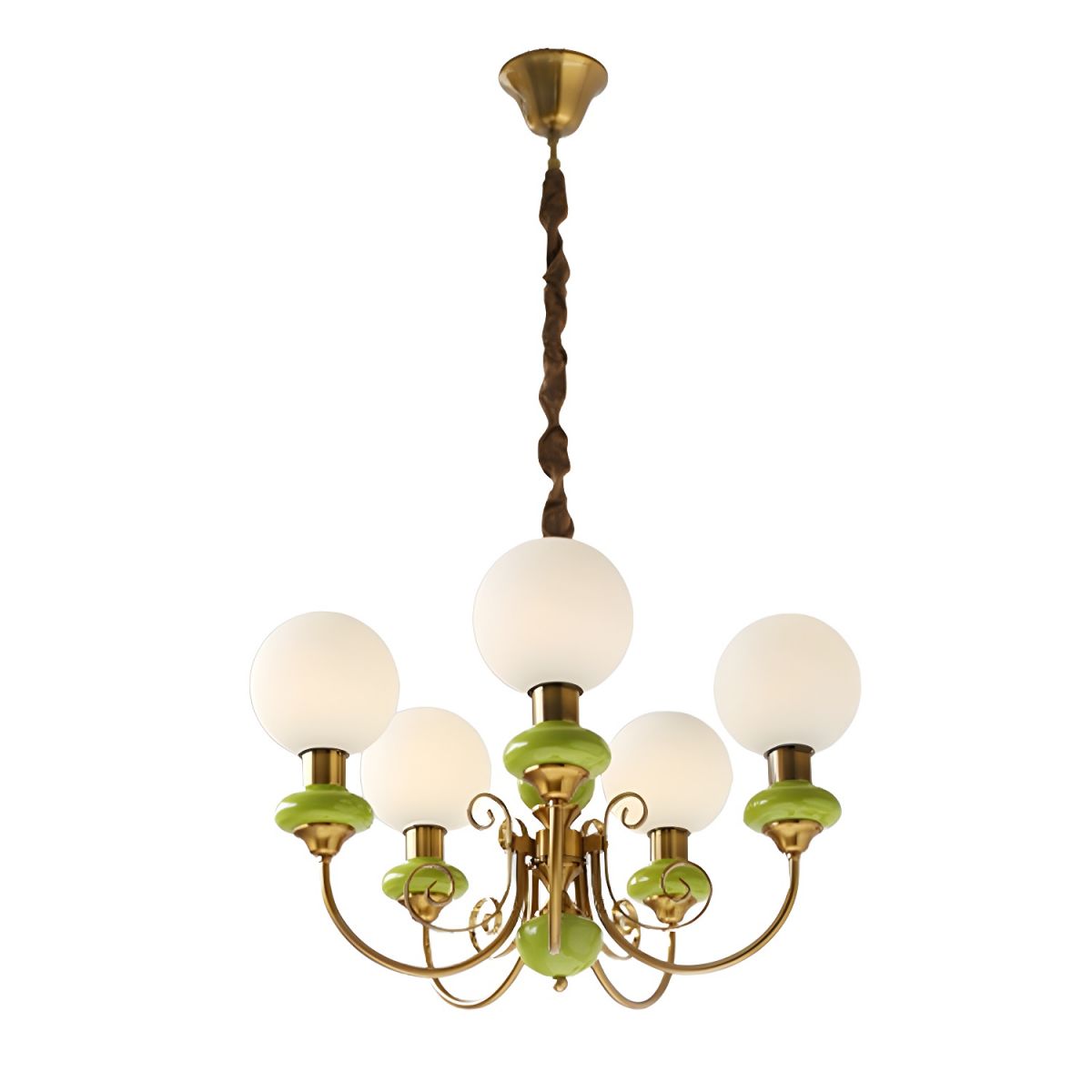 Green Glass Onyx Chandelier Light – 3/5 Heads