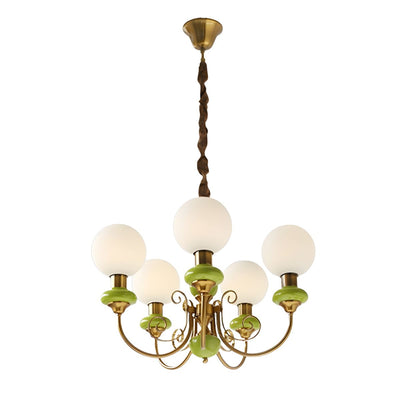 Green Glass Onyx Chandelier Light – 3/5 Heads