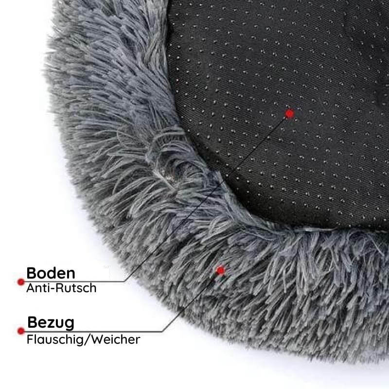 Long Plush Donut Pet Bed with Washable Cover and Non-Slip Base