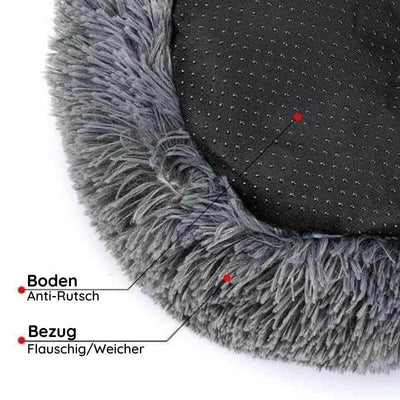 Long Plush Donut Pet Bed with Washable Cover and Non-Slip Base
