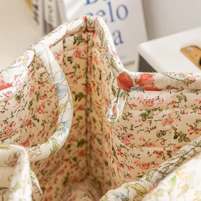 Floral Canvas Storage Basket for Home Organization