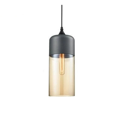 Hand-Blown Glass & Wood Pendant Light Adjustable