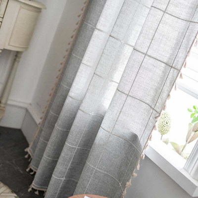 Plaid Tassel Semi-Blackout Curtains – Boho Style Drapes