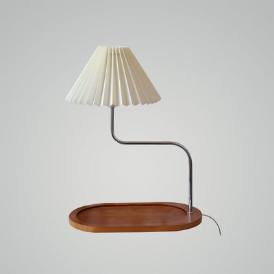Pleated Fabric Table Lamp with Tray Base