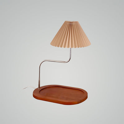 Pleated Fabric Table Lamp with Tray Base