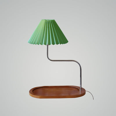 Pleated Fabric Table Lamp with Tray Base
