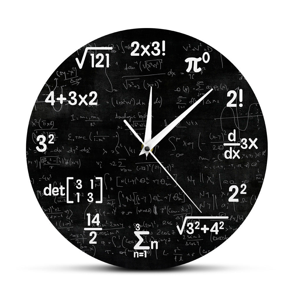 Mathematical Wall Clock with Black Symbol Design