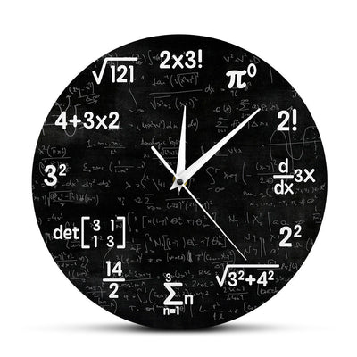 Mathematical Wall Clock with Black Symbol Design