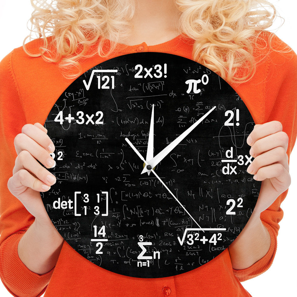 Mathematical Wall Clock with Black Symbol Design