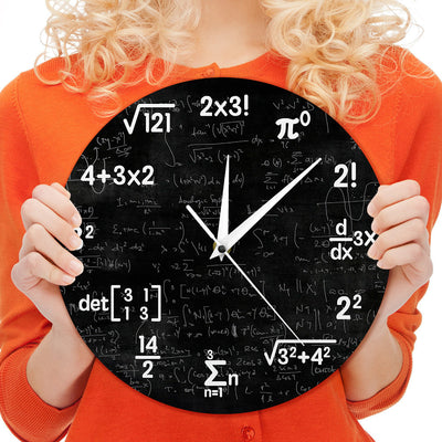 Mathematical Wall Clock with Black Symbol Design