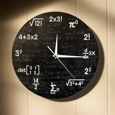 Mathematical Wall Clock with Black Symbol Design