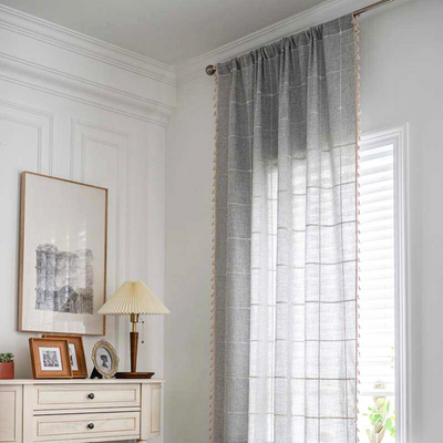 Plaid Tassel Semi-Blackout Curtains – Boho Style Drapes
