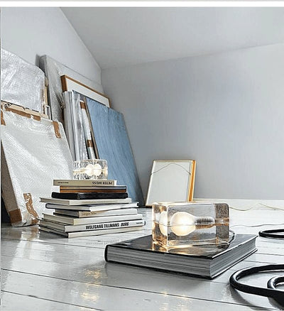 Glass Block Table Lamp with G9 Socket