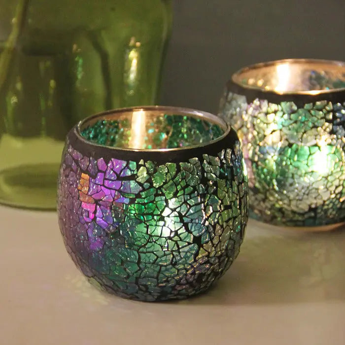 Mosaic Glass Candle Holder for Home Decor