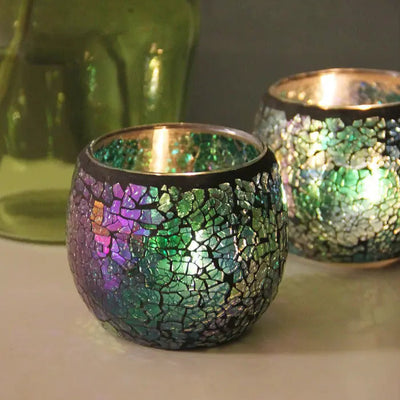 Mosaic Glass Candle Holder for Home Decor