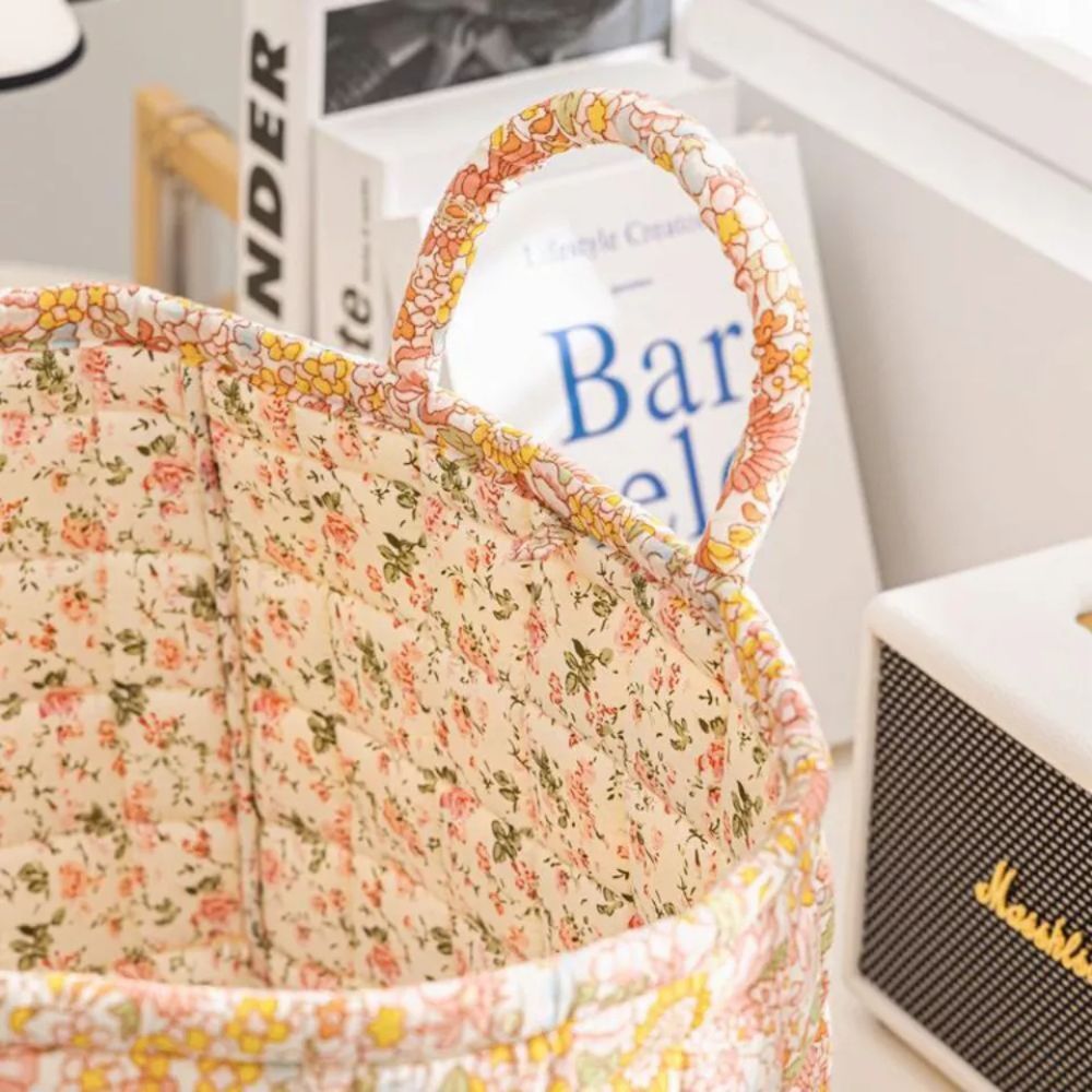Floral Canvas Storage Basket for Home Organization