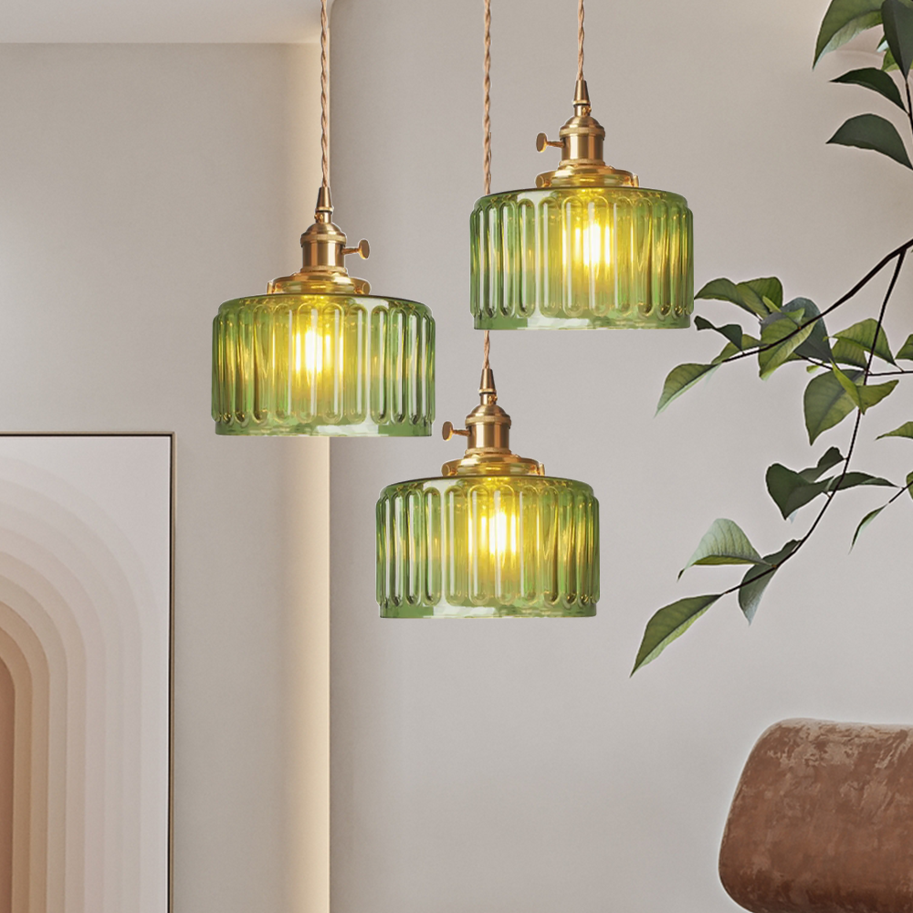 Vintage Glass Crystal Pendant Light E27