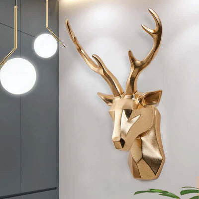 3D Geometric Deer Head Wall Decor Modern Resin