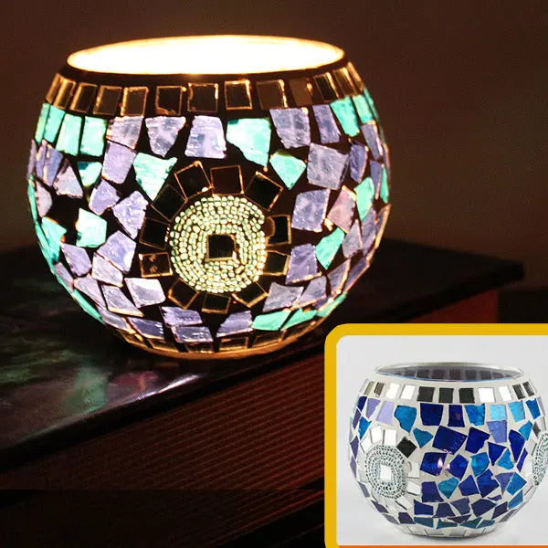 Mosaic Glass Candle Holder for Home Decor