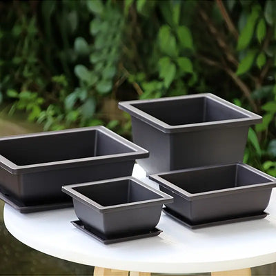 Rectangular Flower Planter with Saucer for Balcony