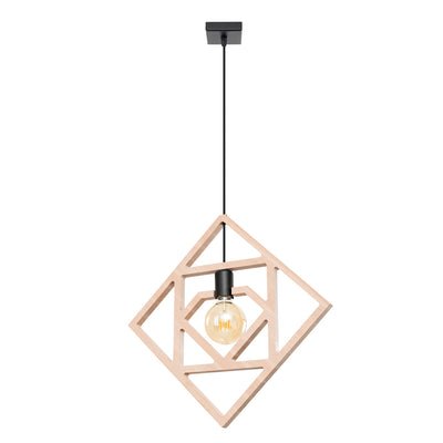 Modern Wood Pendant Light – CARO Black/Gold E27
