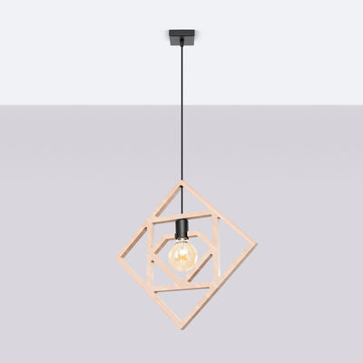 Modern Wood Pendant Light – CARO Black/Gold E27