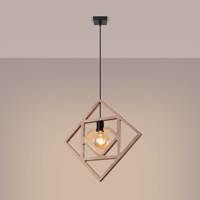 Modern Wood Pendant Light – CARO Black/Gold E27
