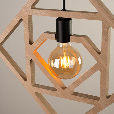Modern Wood Pendant Light – CARO Black/Gold E27