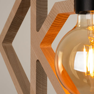 Modern Wood Pendant Light – CARO Black/Gold E27