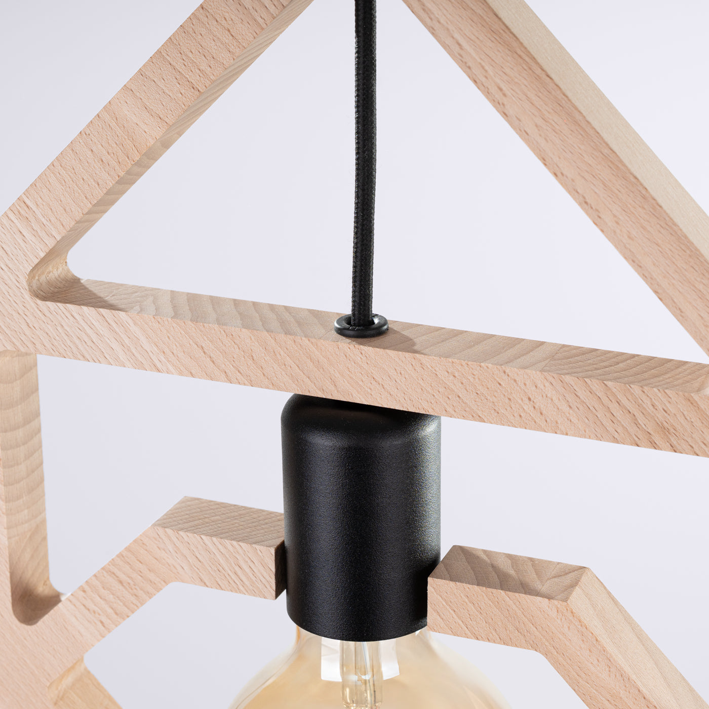 Modern Wood Pendant Light – CARO Black/Gold E27