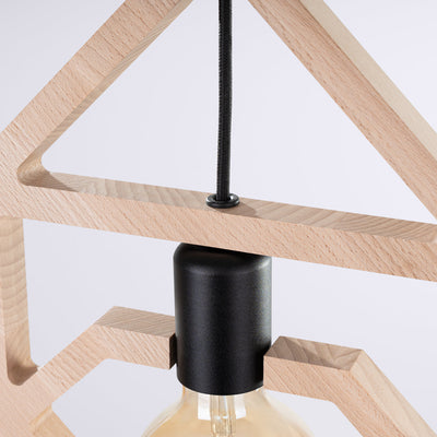 Modern Wood Pendant Light – CARO Black/Gold E27