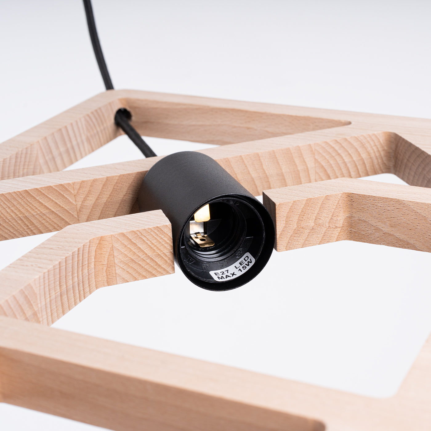 Modern Wood Pendant Light – CARO Black/Gold E27