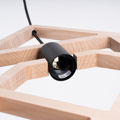 Modern Wood Pendant Light – CARO Black/Gold E27