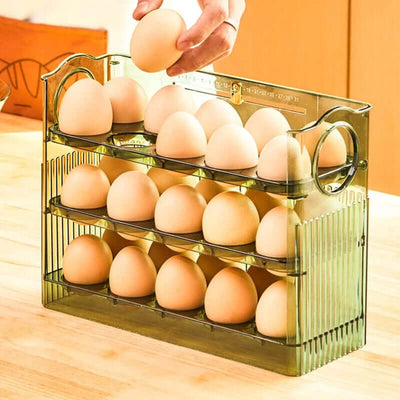 Clear Egg Organizer – Space-Saving Rolling Fridge Storage