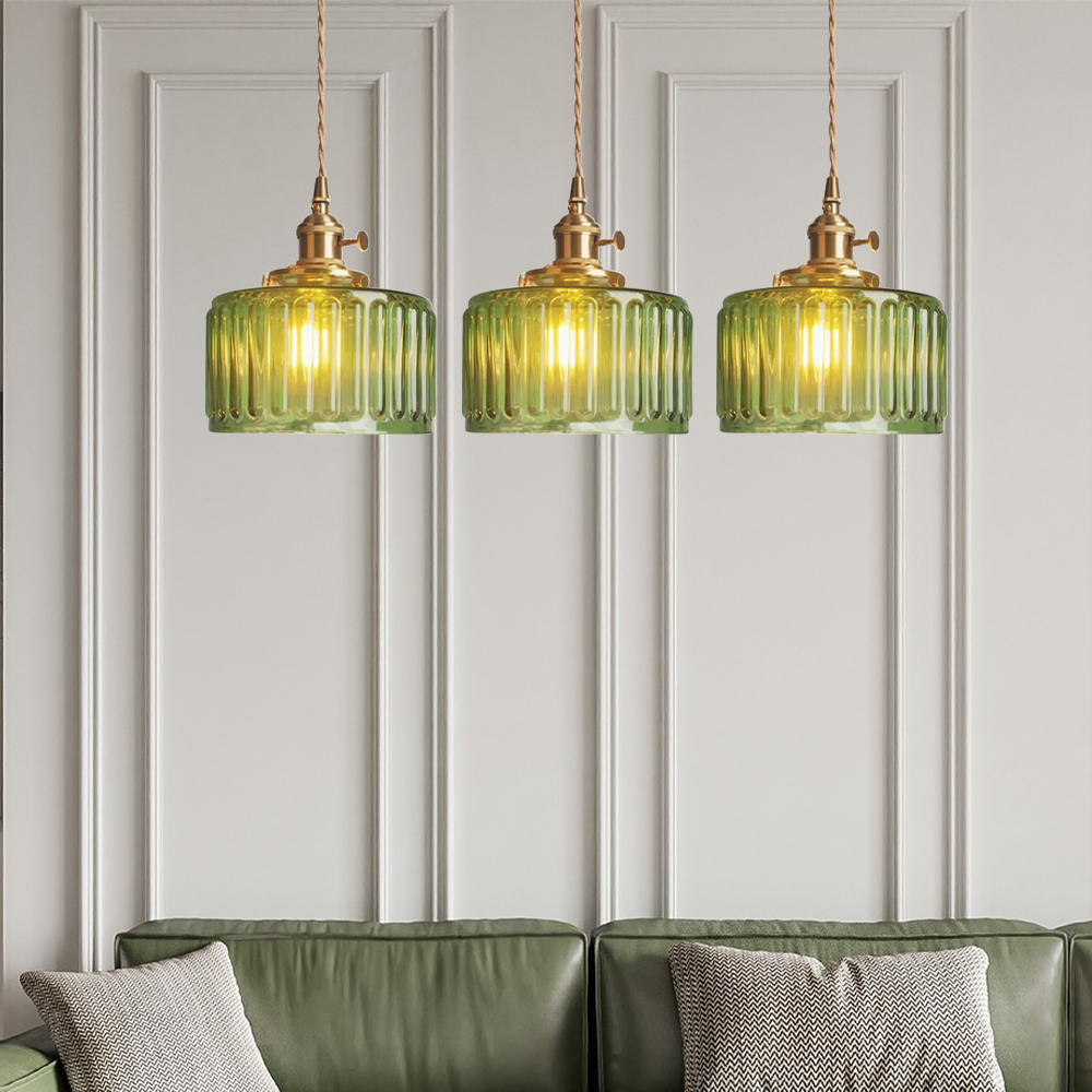 Vintage Glass Crystal Pendant Light E27