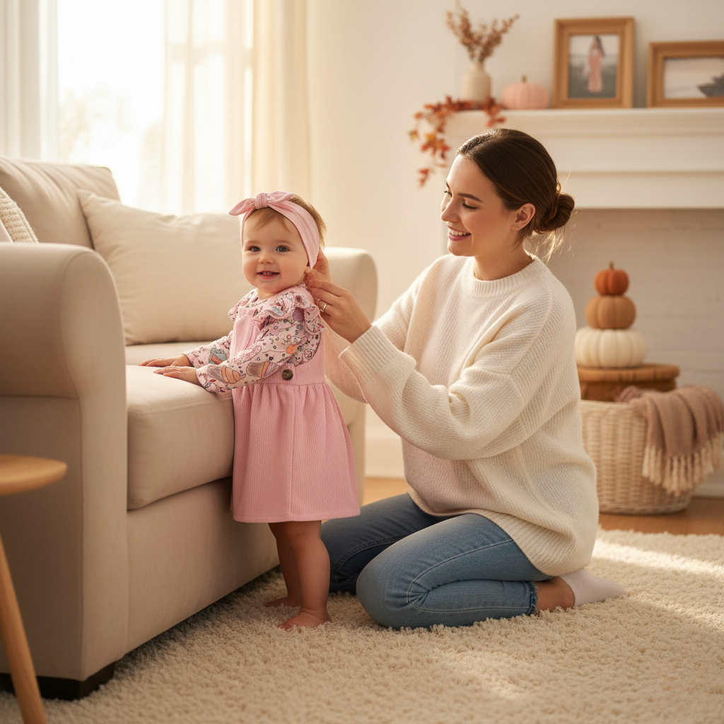 Baby Girl Ice Cream Romper and Corduroy Dress Set